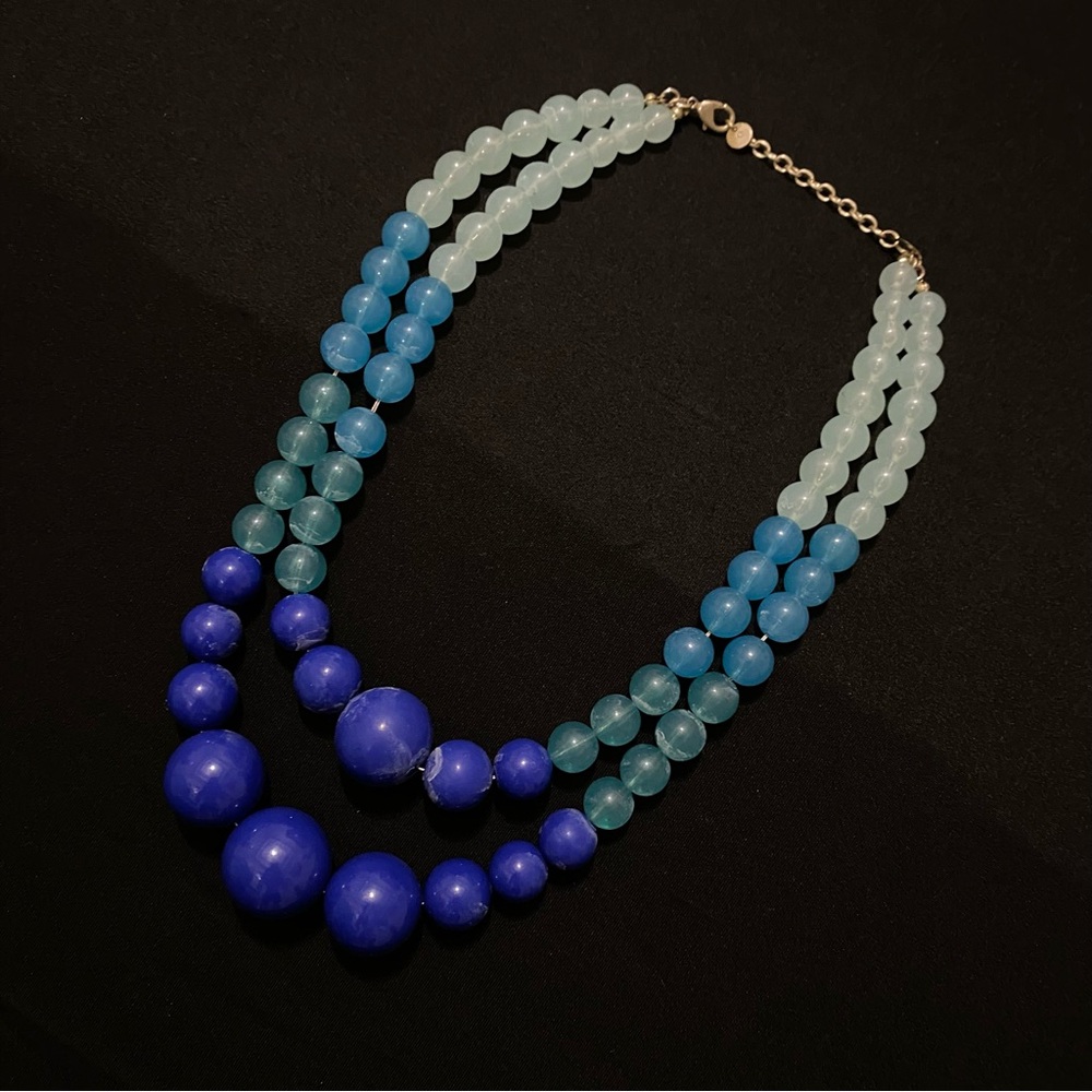 LOFT Multi-Strand Blue & Aqua Beaded Statement Necklace